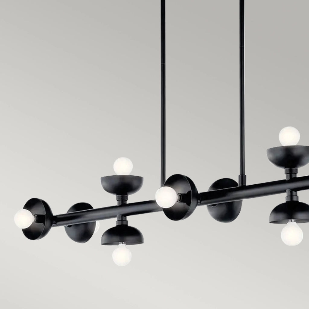 Lampada sospesa Palta loft nera 122cm 10xE14 Kichler