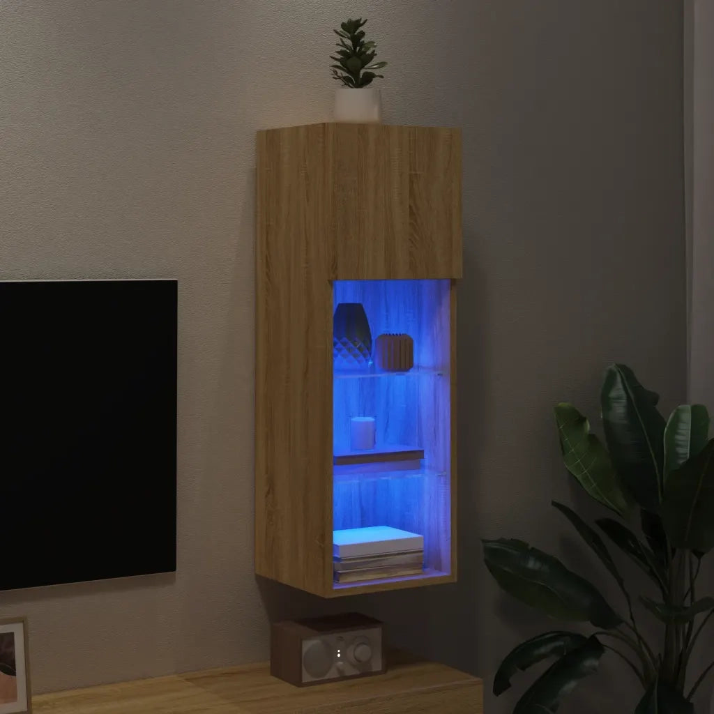 Mobile TV con Luci LED-Credenza TV-Console TV Rovere Sonoma 30,5x30x90 cm