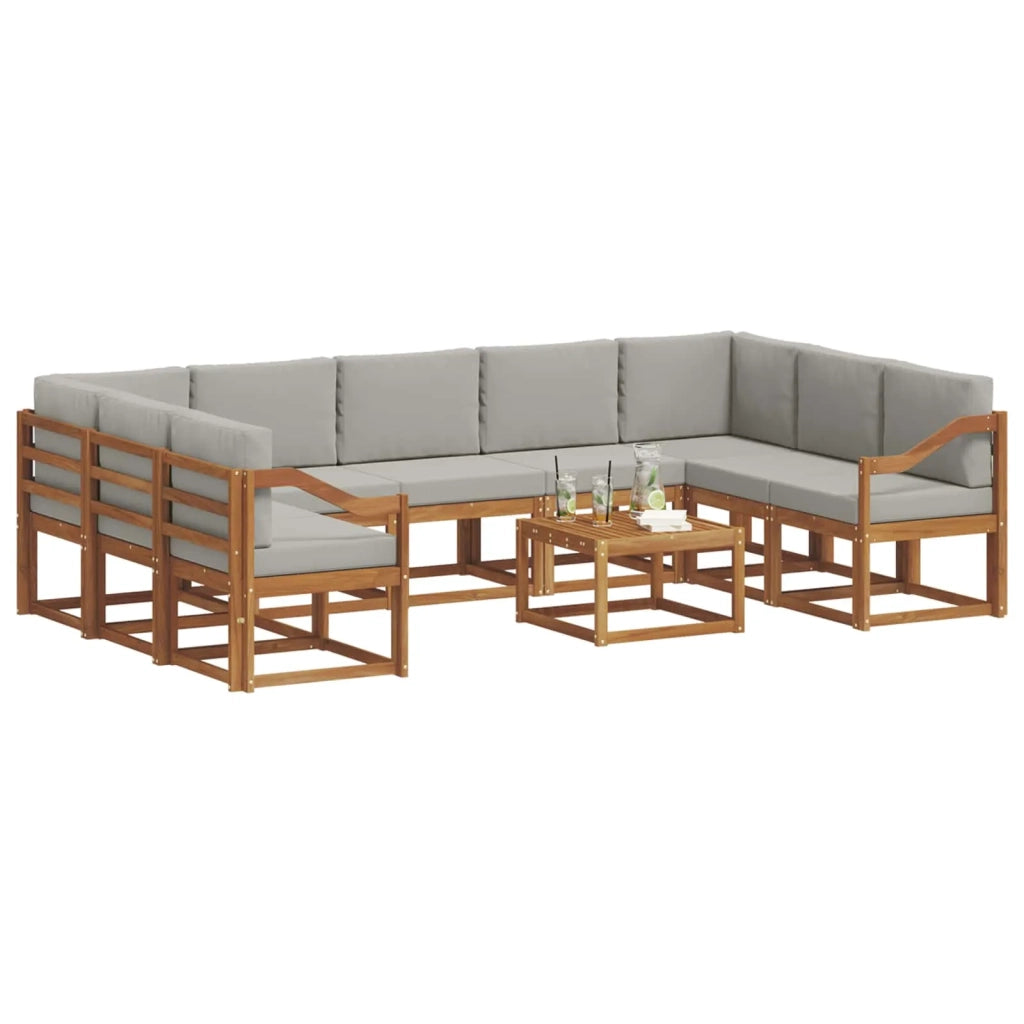 Set di divani da esterno 10 pcs Grigio Naturale e Chiaro 3367034