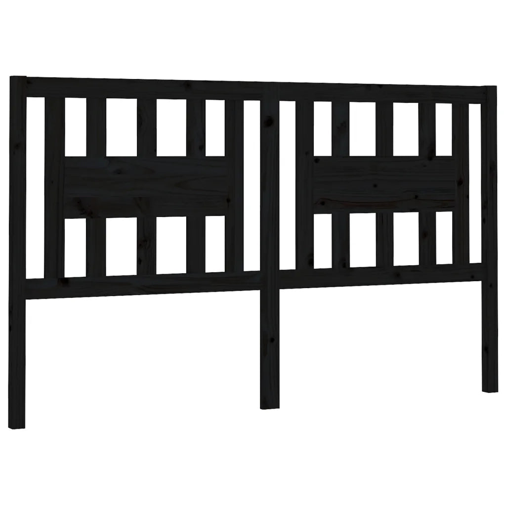 Testiera per Letto Nera 206x4x100 cm in Legno Massello di Pino 818694