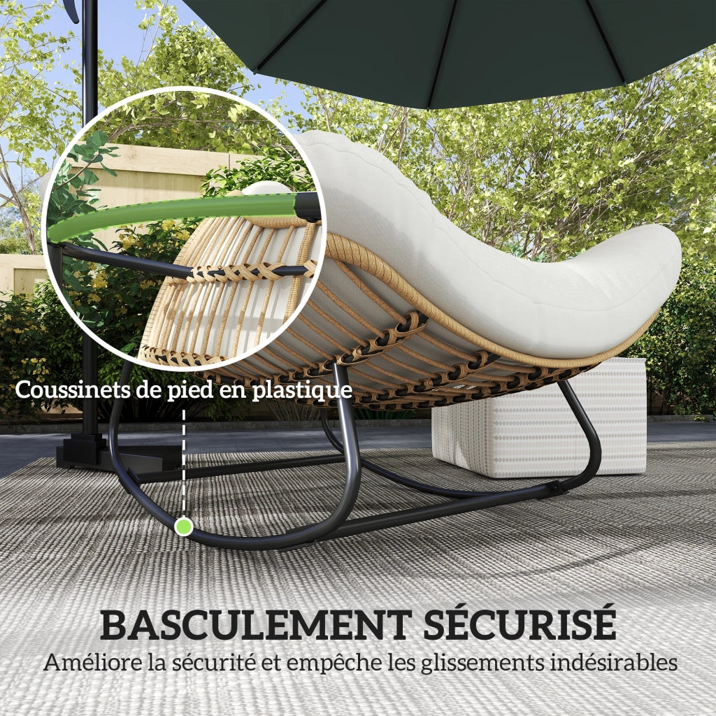 Poltrona a dondolo da giardino ¨C zephmum ¨C crema 98x111x74 cm
