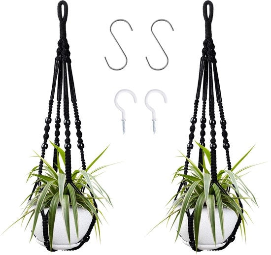 Bacche Macramé Porta Piante, 2-pack Bacche Porta Piante per Piante da Interno, Decorazione Interna ed Esterna, Bacche a Mano (90 cm)