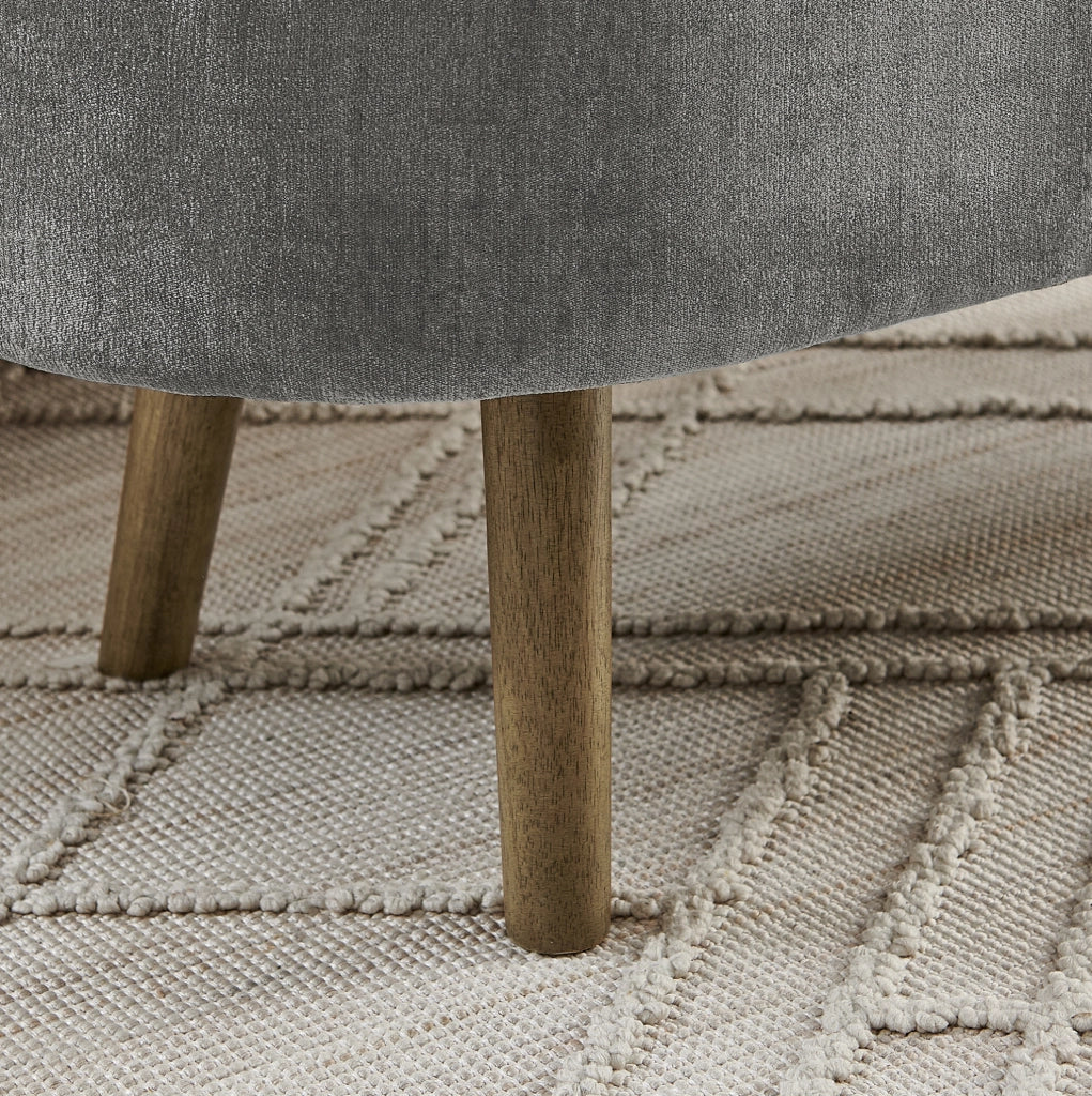 Panca contenitore ovale 110x40x42 cm in chenille grigio scuro con vano 20L