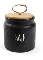 BARATTOLO MODELLO ONDULATO PER SALE 14 CM NERO CON TAPPO IN LEGNO