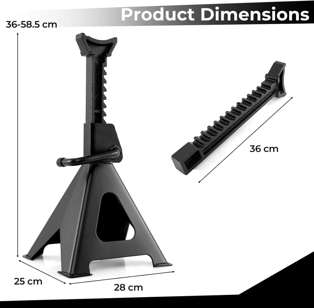 SOARS Set di 2 candeline a cremagliera 6T, altezza regolabile da 360 a 585 mm, supporto robusto in metallo di alta qualità, per auto, roulotte, SUV, nero