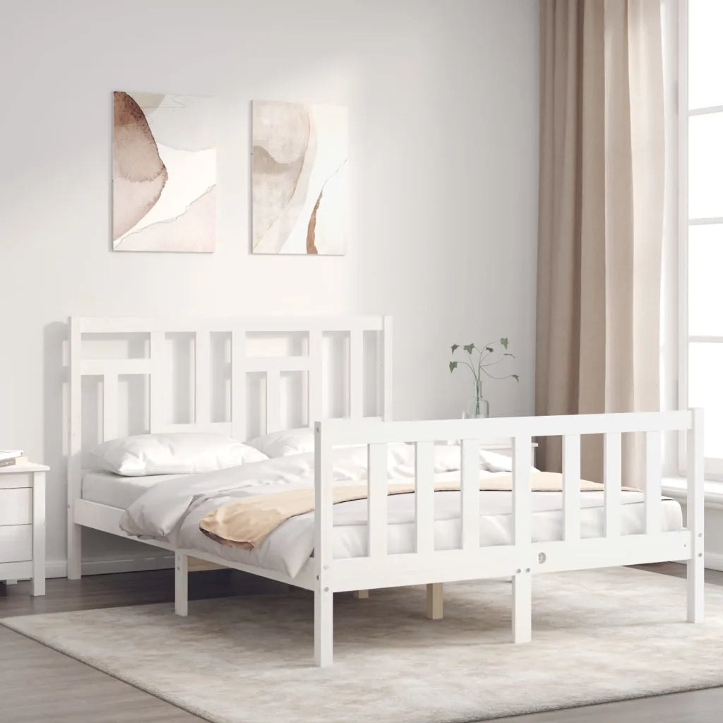 Letto senza Materasso-Struttura Letto Bianco 140x190 cm Legno Massello di Pino 475548