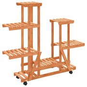 Portavasi/fioriera con ruote 95 x 25 x 101 cm legno massello di abete marrone 02_0045233