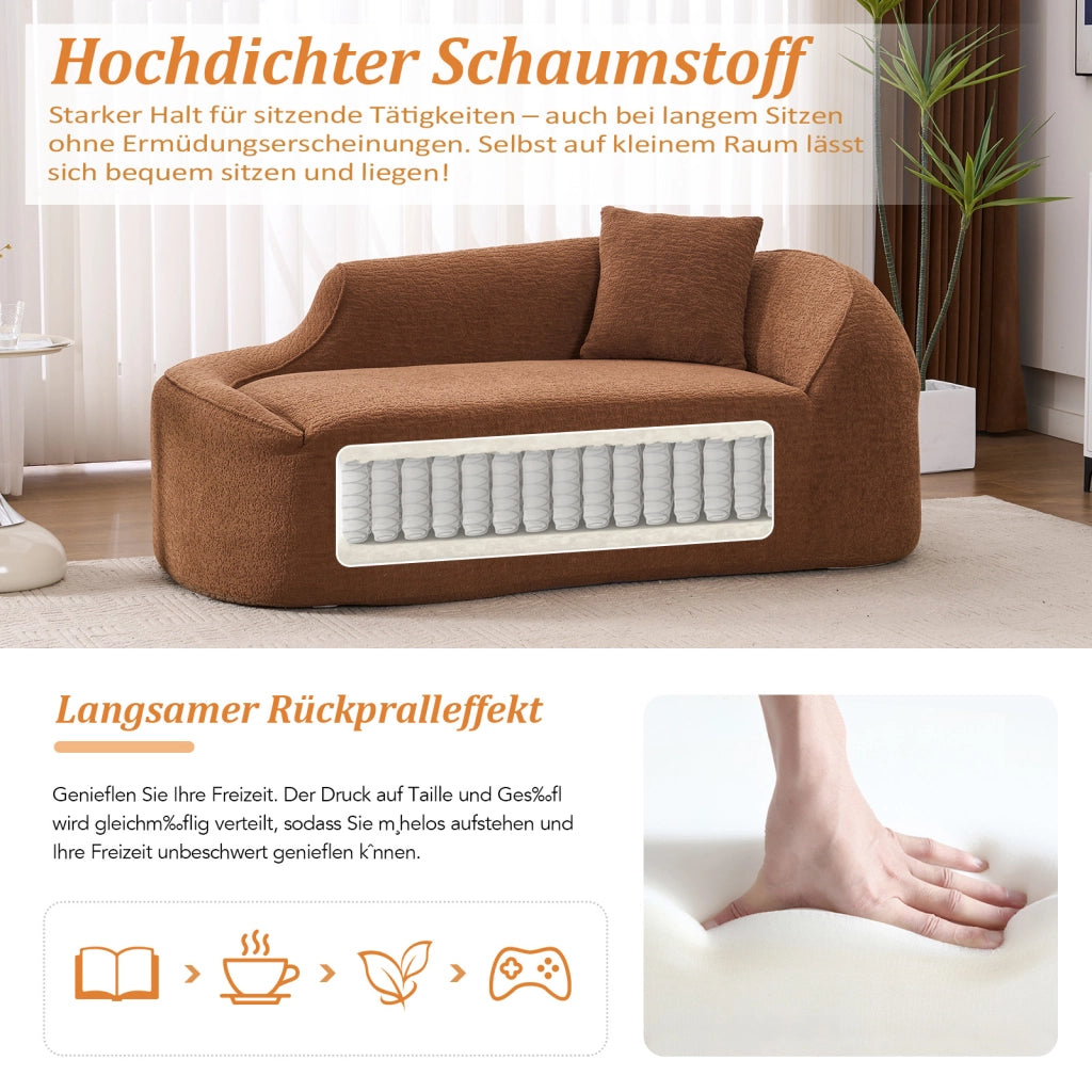 Chaise longue 2 posti - con cuscino e funzione letto - in chenille - caramello