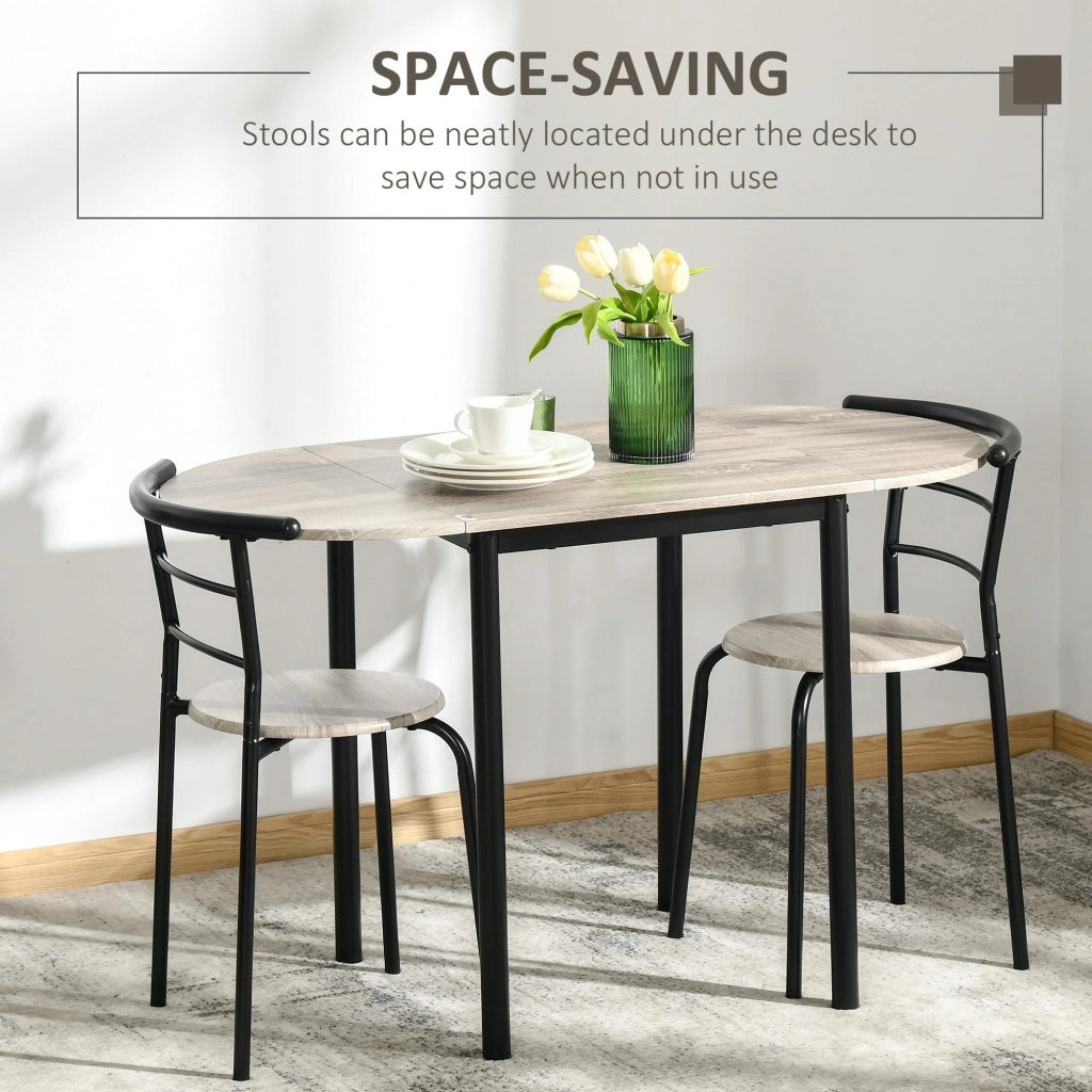 Set Tavolo e 2 Sdie da Giardino in MDF e Acciaio Nero