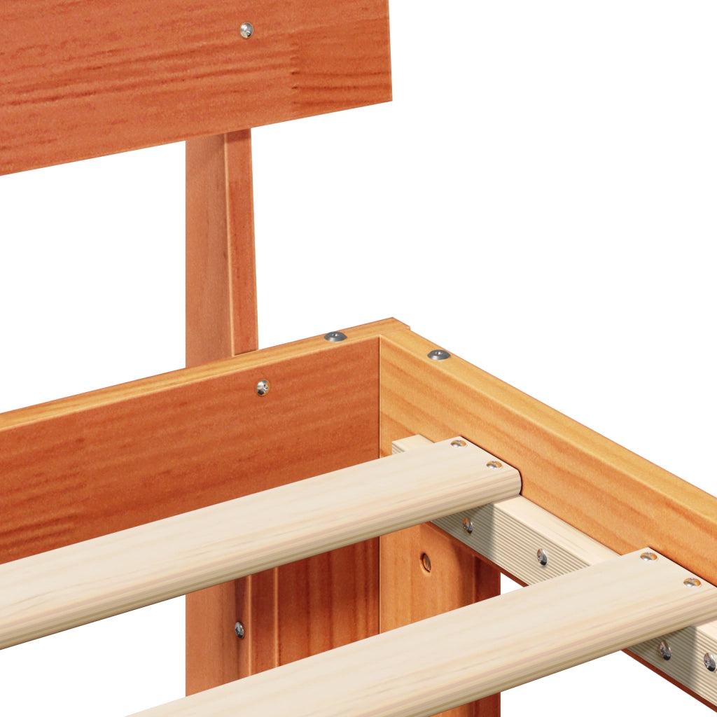 Struttura Letto con Testiera Marrone Cerato 80x200 cm Legno Massello di Pino