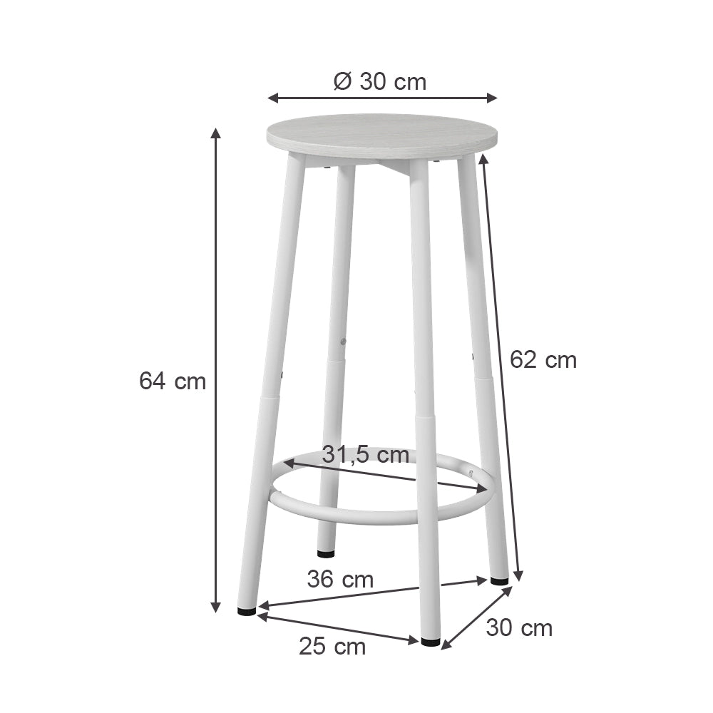 Vicco Set di 2 sgabelli da bar Bianco 31.5 x 64 cm 2 parti