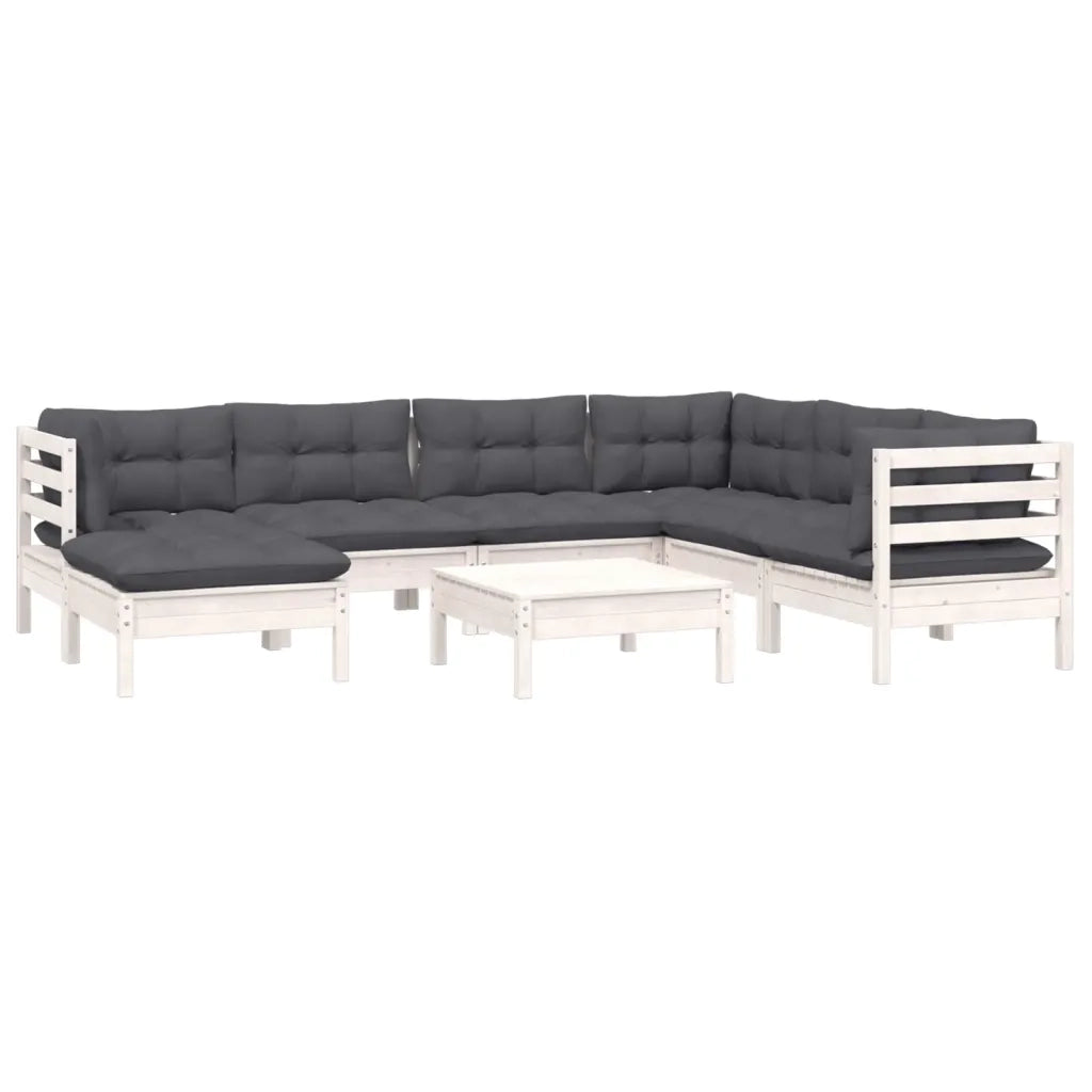 Set Divani da Giardino 8 pz con Cuscini Bianchi Legno di Pino cod mxl 44928