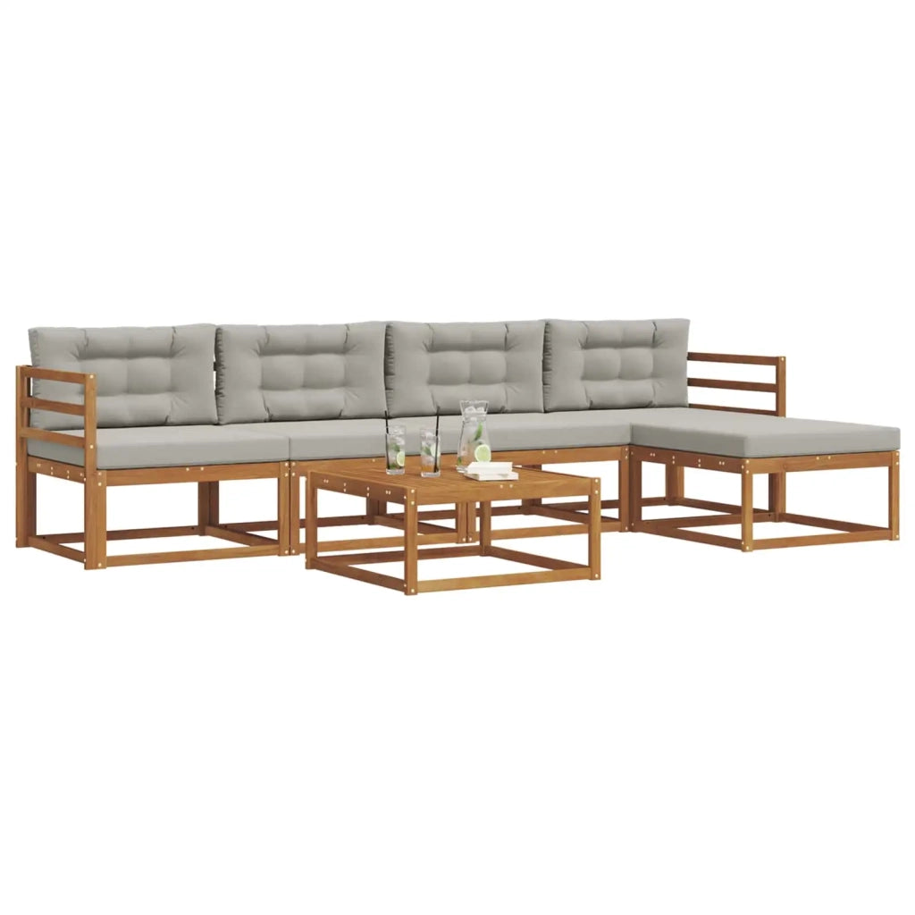 Set di divani da esterno 6 pcs Grigio Naturale e Chiaro 3367459