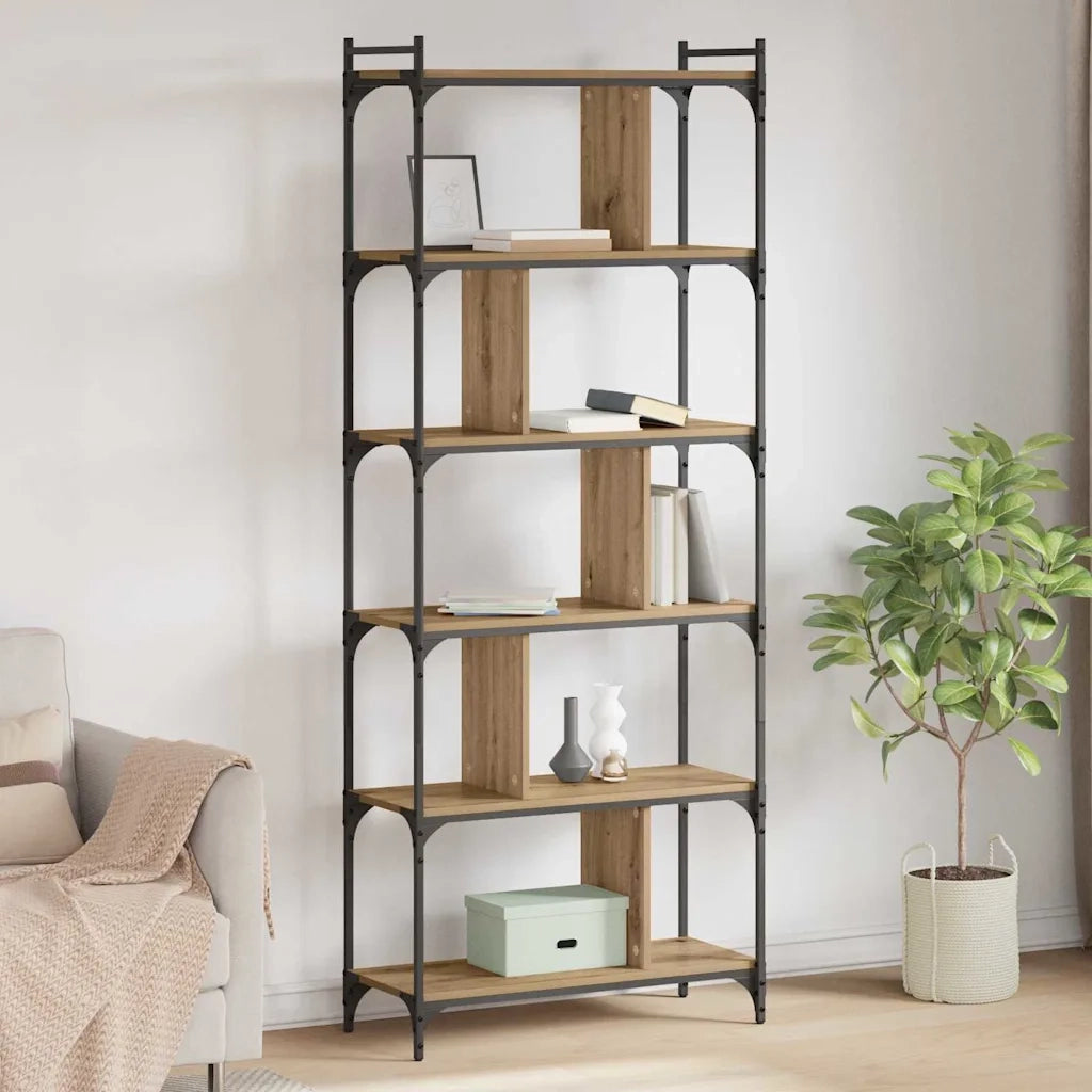 Libreria-Scaffale per Libri-Mobile di Stoccaggio rovere artigianale 76 x 32 x 192 cm Legno multistrato