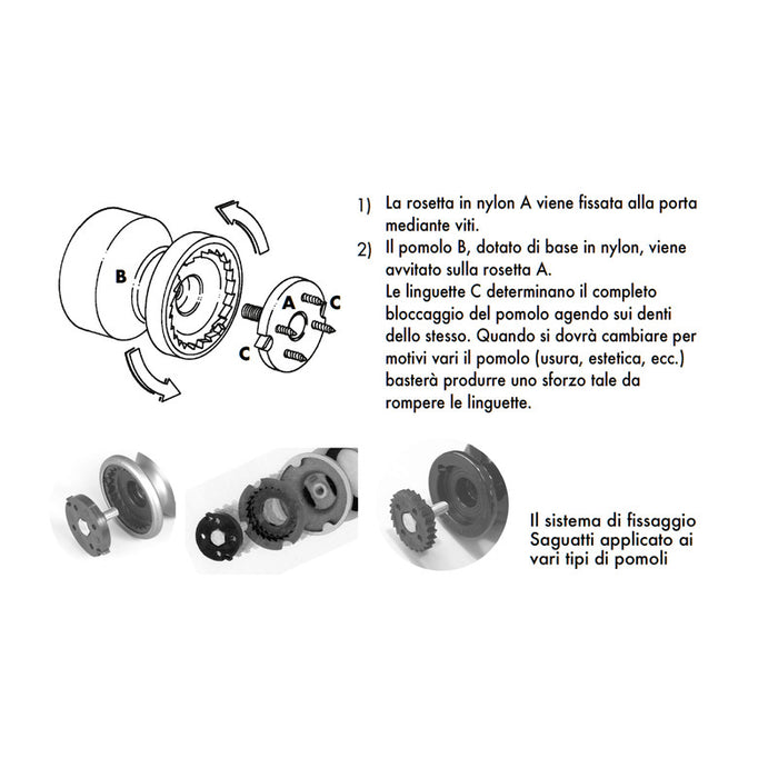 Pomolo fisso per porta SAGUATTI 173/70FB in alluminio oro satinato