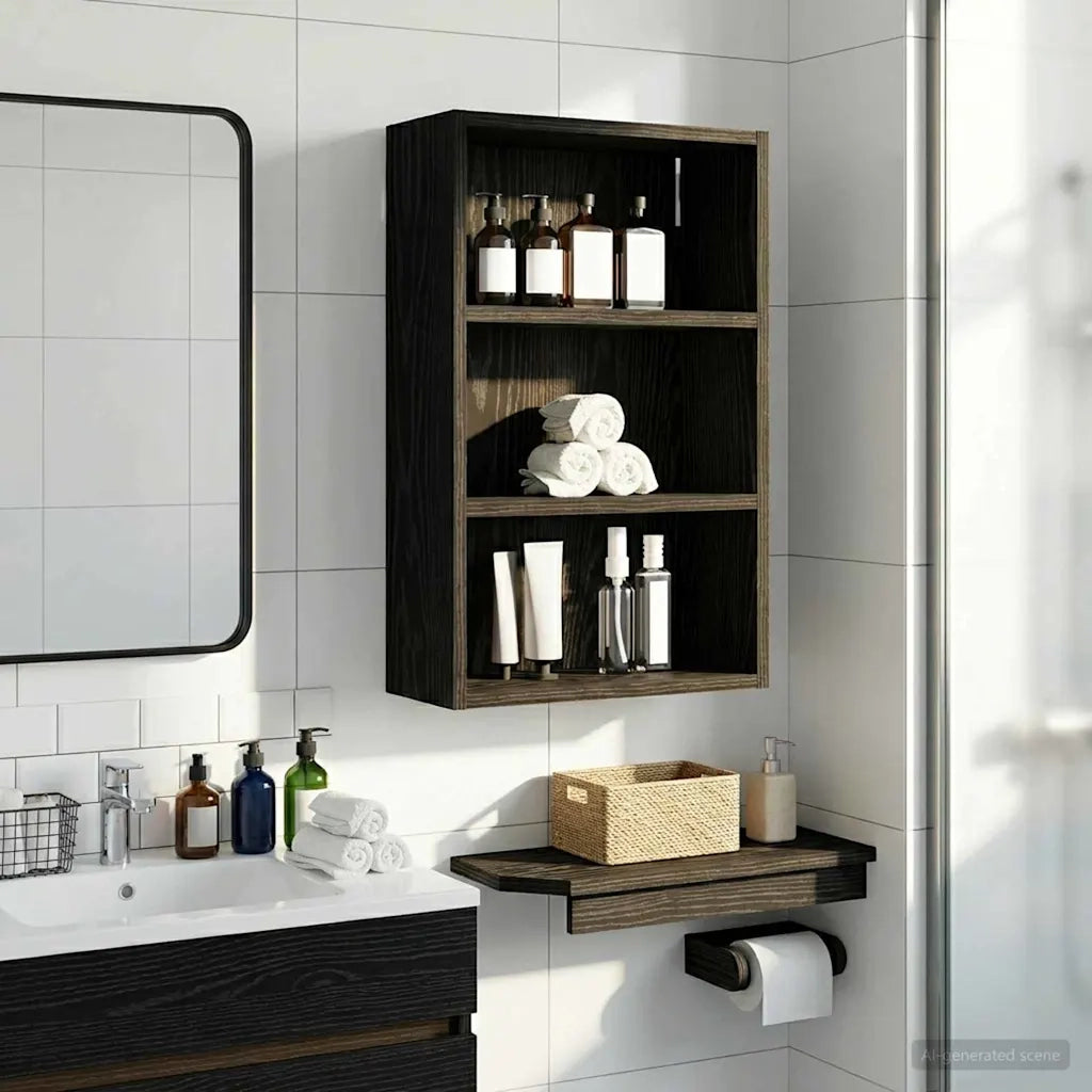 Armadio da bagno a muro Rovere Nero 40 x 16 x 62,5 cm 889368