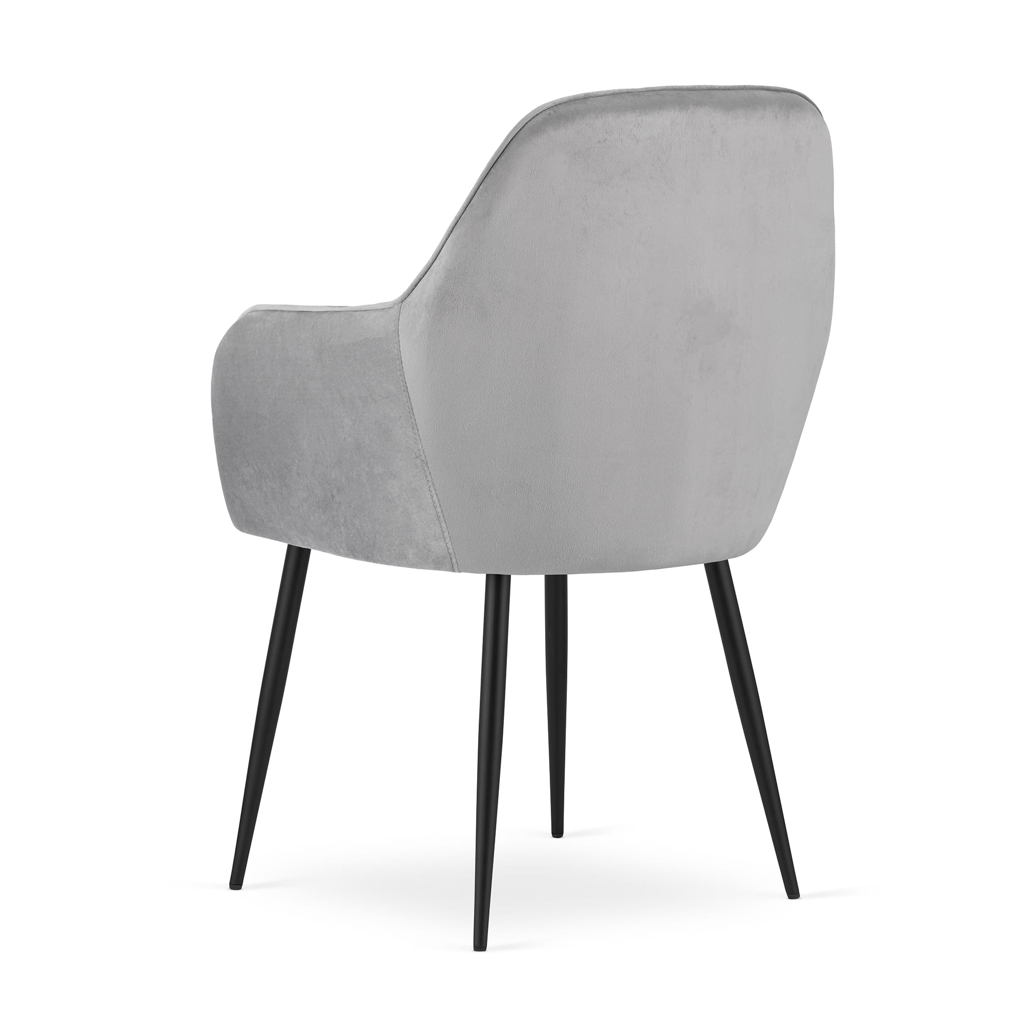 Sedia Valora LUGO in velluto grigio argento con gambe nere per soggiorno x2