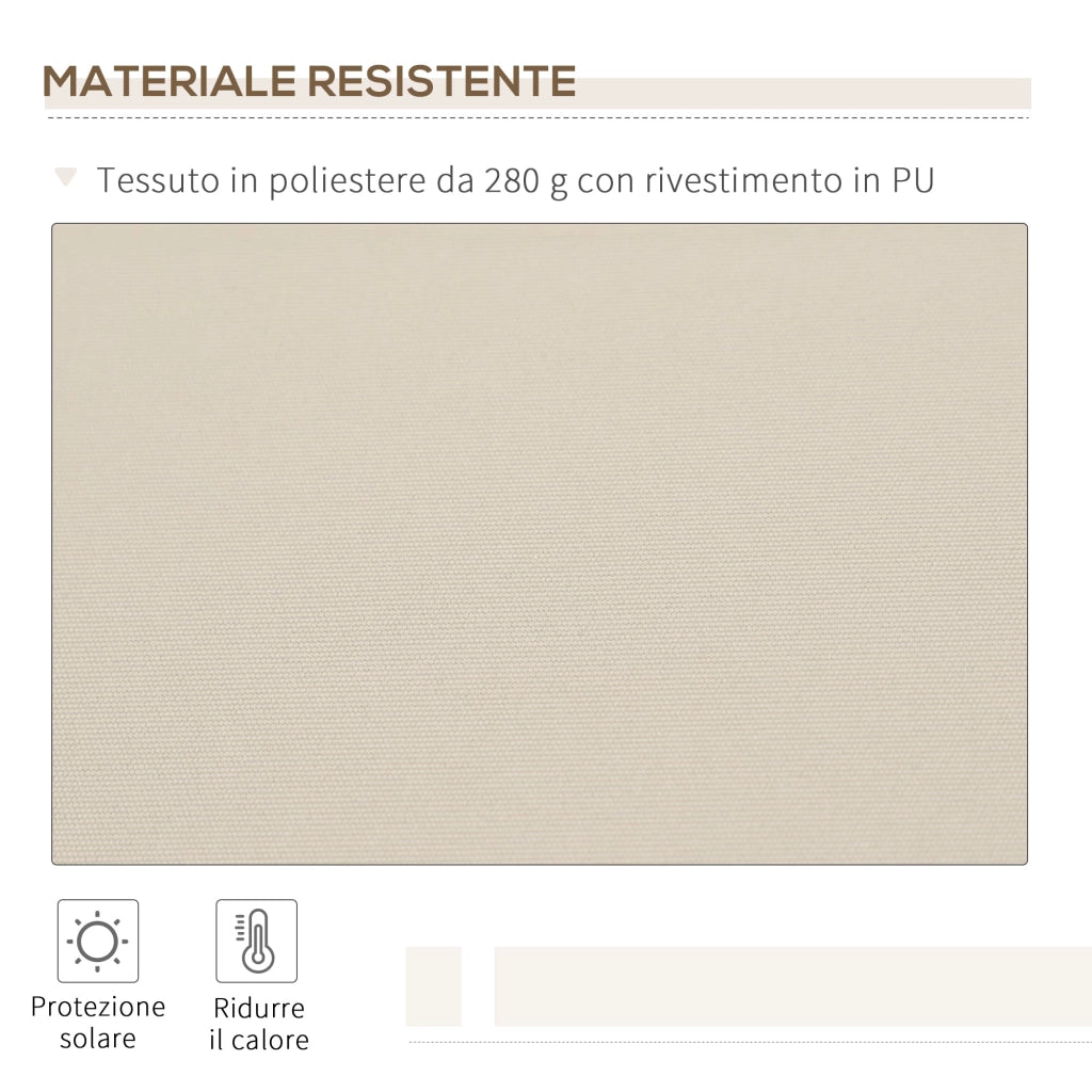 Tenda da Sole per Esterno Avvolgibile a Bracci 350x250 cm con Apertura a Manovella Crema