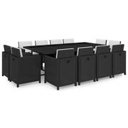 Set di mobili da giardino per esterni 13 pezzi con cuscini resina intrecciata nera 02_0015783