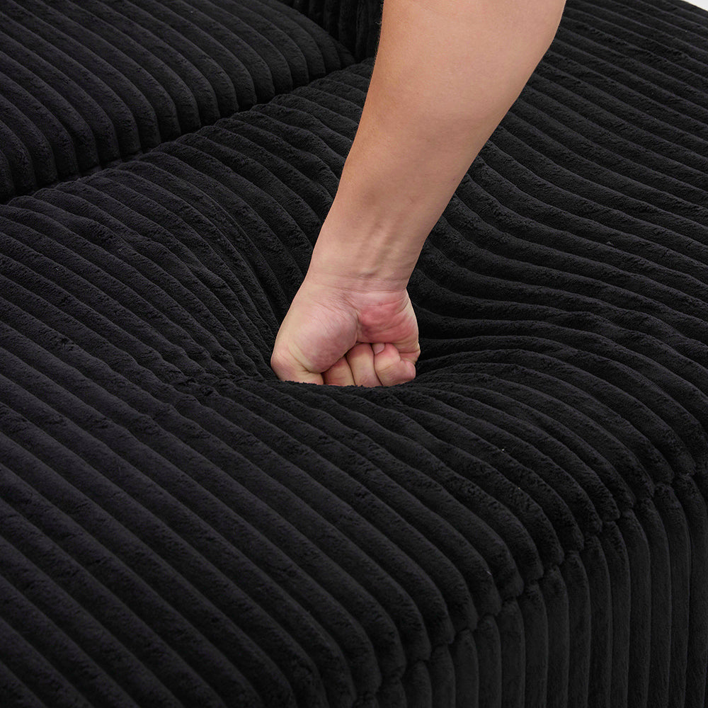 Poltrona oversize - Xylo - Velluto costato con tasche laterali, pouf e nessun assemblaggio