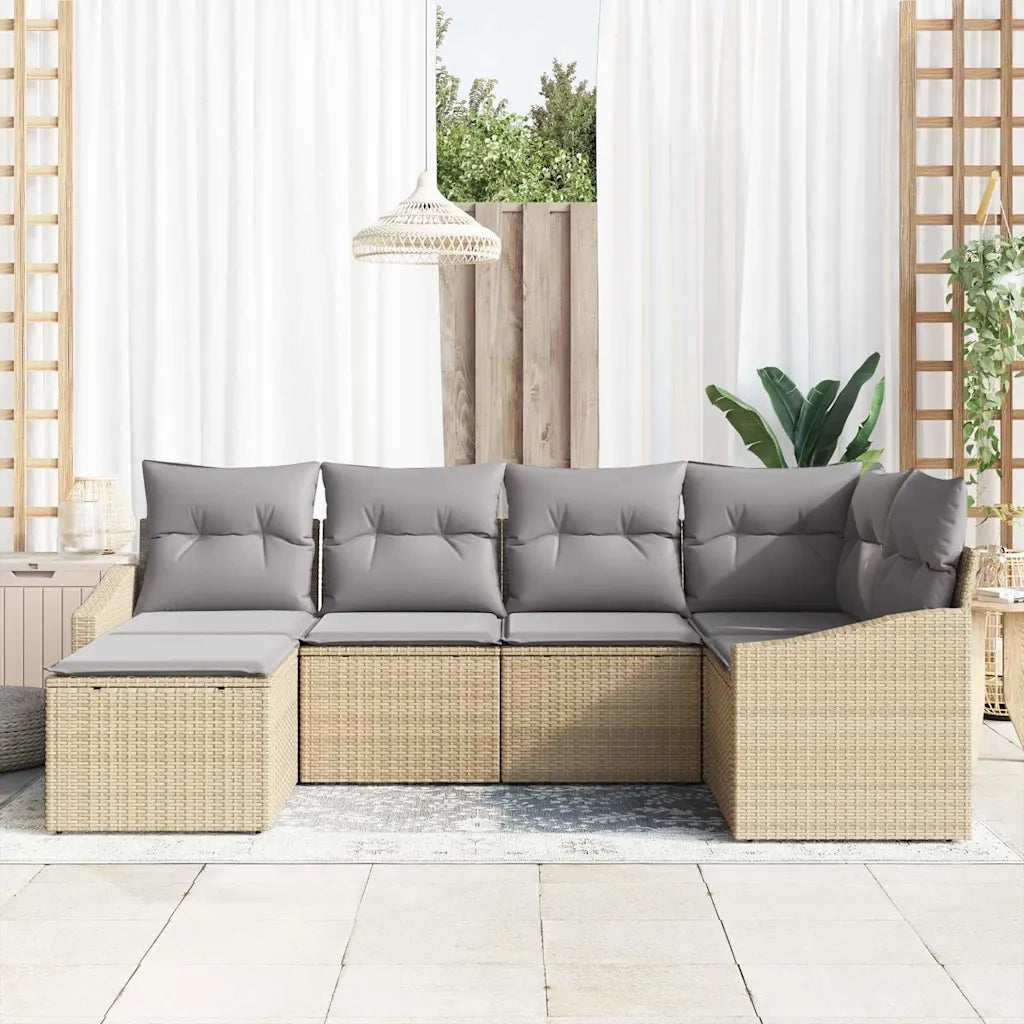 Set da Pranzo per Giardino 6 pcs Beige e Grigio Chiaro 3355459