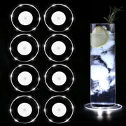 Set di 8 basi di illuminazione LED fredde bianche per bevande, basi di illuminazione ronde acqua-resistenti per bicchieri di plastica per feste, matrimoni, bar, Natale