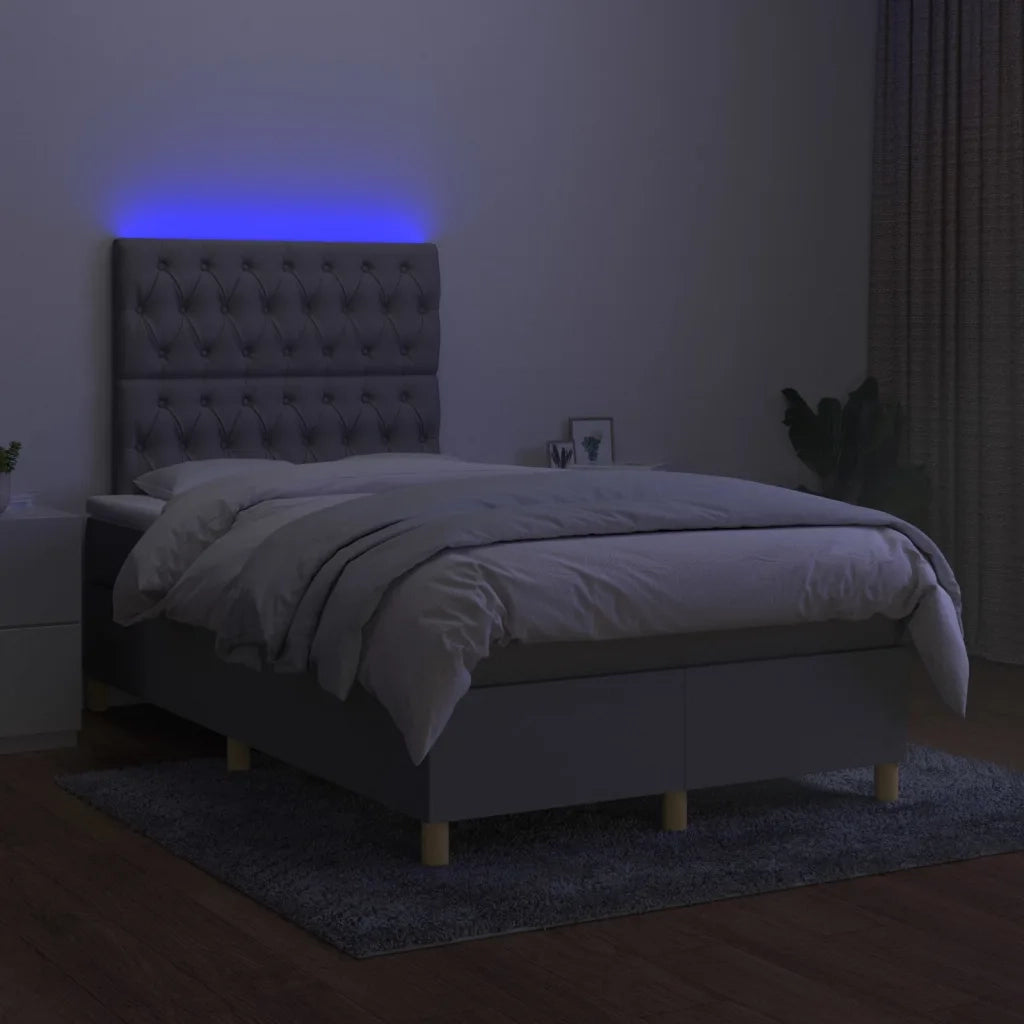 Letto a Molle Materasso e LED Grigio Chiaro 120x200 cm Tessuto 3135661