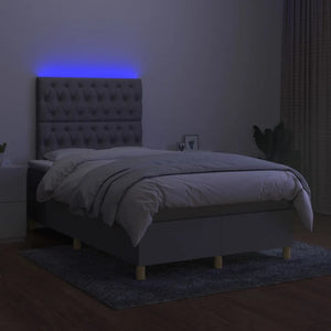 Letto a Molle Materasso e LED Grigio Chiaro 120x200 cm Tessuto 3135661