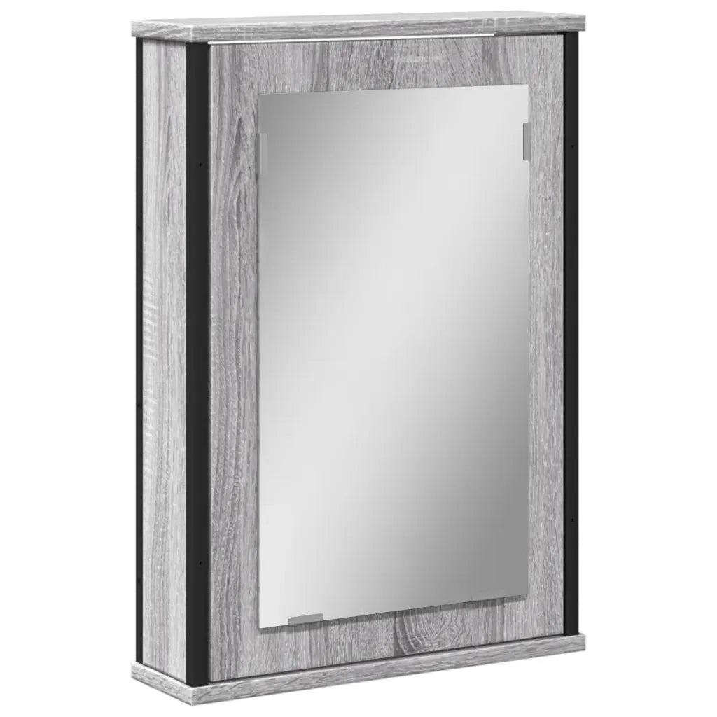 Mobile Specchio da Bagno-Armadietto a Specchio da Bagno Grigio Sonoma 42x12x60 cm Multistrato