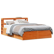 Giroletto con Testiera-Struttura Letto con testiera Marrone Cera 120x200 cm Massello Pino 186567