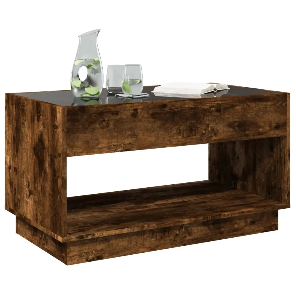 Tavolino da Salotto con LED Infinity Rovere Fumo 90x50x50 cm 847669