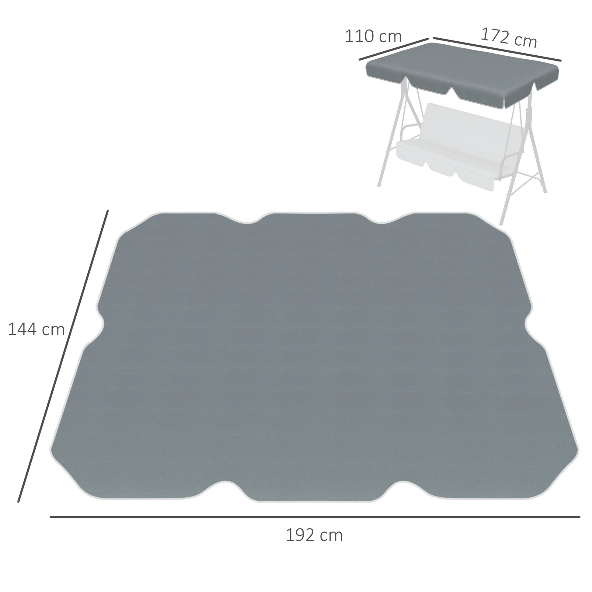 Tettuccio di Ricambio per Dondolo UV50+ 192x144 cm Grigio Scuro