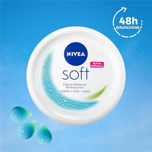 NIVEA SOFT 500 ML CREMA IDRATANTE CORPO VISO E MANI ASSORBIMENTO RAPIDOVITAMINA E E OLIO DI JOJOBA PELLE FRESCA E LUMINOSA