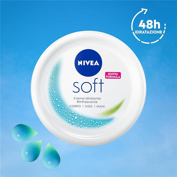 NIVEA SOFT 500 ML CREMA IDRATANTE CORPO VISO E MANI ASSORBIMENTO RAPIDOVITAMINA E E OLIO DI JOJOBA PELLE FRESCA E LUMINOSA