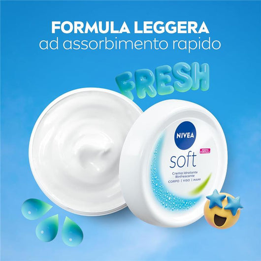 NIVEA SOFT 500 ML CREMA IDRATANTE CORPO VISO E MANI ASSORBIMENTO RAPIDOVITAMINA E E OLIO DI JOJOBA PELLE FRESCA E LUMINOSA