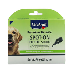 VITAKRAFT SPOT- ON NATURALE ANTIPARASSITARIO PER CANI TAGLIA GRANDE PESO OLTRE 30 KG 6 FIALE DURATA 9 SETTIMANE