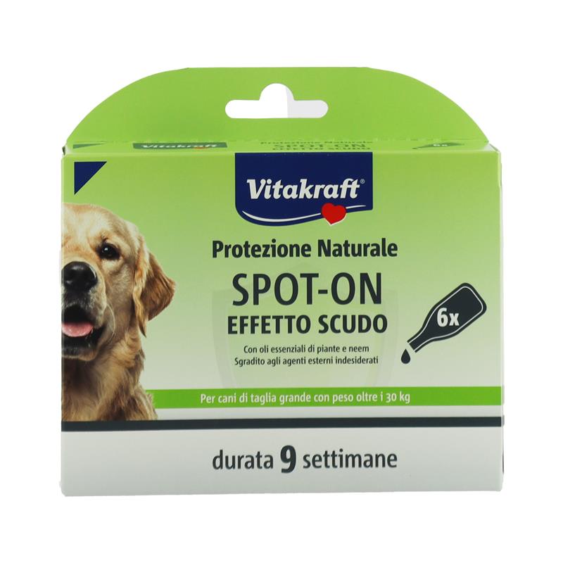 VITAKRAFT SPOT- ON NATURALE ANTIPARASSITARIO PER CANI TAGLIA GRANDE PESO OLTRE 30 KG 6 FIALE DURATA 9 SETTIMANE