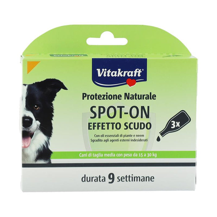 VITAKRAFT SPOT - ON NATURALE ANTIPARASSITARIO PER CANI TAGLIA MEDIA DA 15 A 30 KG 3 FIALE DURATA 9 SETTIMANE