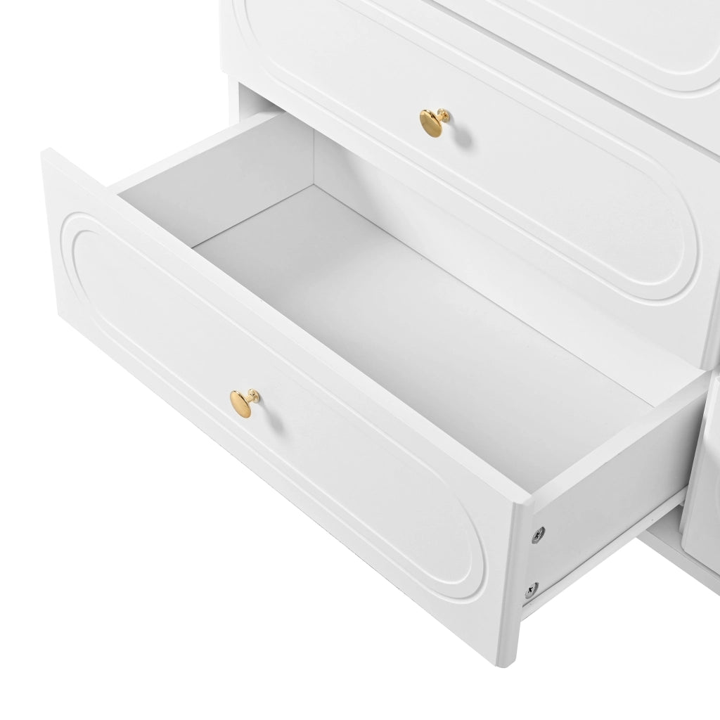 Cassettiera, mobile contenitore, 6 cassetti, gambe in metallo, MDF, bianco