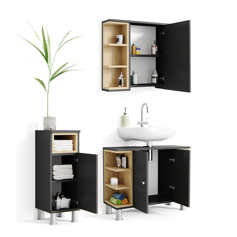 Vicco Set mobili bagno Antracite 3 parti