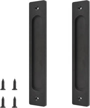 Set di 2 maniglie rettangolari per porte scorrevoli - 220 mm - Lega di alluminio - Inclusi viti - Per porte di garage, cappe e porte di magazzino - Nero