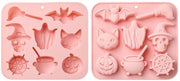 Set di Muffinere di Silicone da 2 - Forme Pompone/Craneo/Volpe/Gatto/Spettro - Dimensione Ideale 160x145x23mm - Antiscivellamento - Perfetto per Cioccolato/Fondant/Dolci - Muffinere