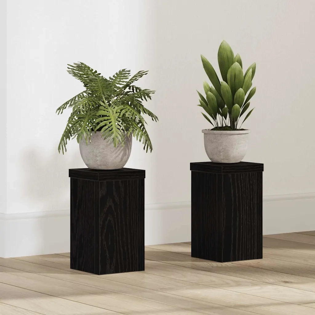 Supporto per piante 2 pcs Rovere Nero 10 x 10 x 18 cm 869228