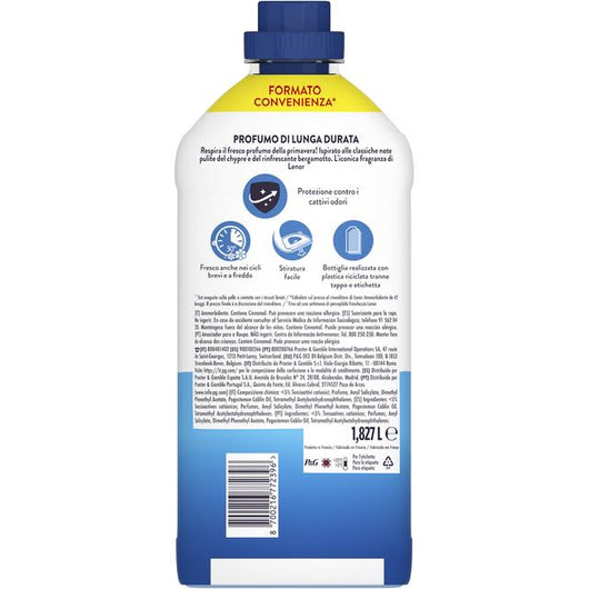 LENOR AMMORBIDENTE LENZUOLA CHE PROFUMANO DI PULITO FINO A 1 SETTIMANA FRAGRANZA RISVEGLIO PRIMAVERILE 87 LAVAGGI 1,827 L