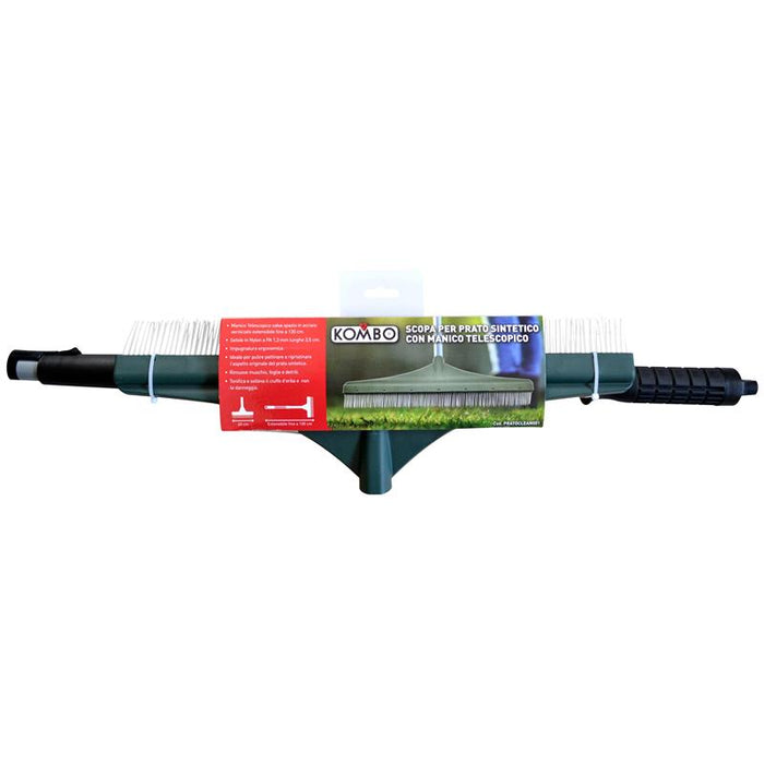 SCOPA PER PRATO SINTETICO 130 CM CON MANICO TELESCOPICO SETOLE IN NYLONA INPUGNATURA ERGONOMICA OKP