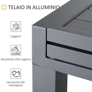TAVOLO DA GIARDINO ALLUNGABILE CON STRUTTURA IN ALLUMINIO 135-270X90X75CM GRIGIO