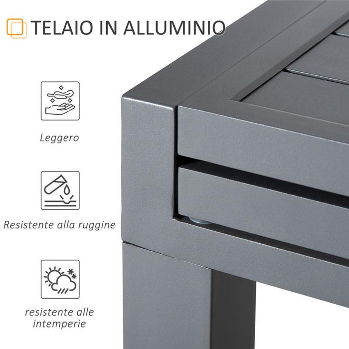 TAVOLO DA GIARDINO ALLUNGABILE CON STRUTTURA IN ALLUMINIO 135-270X90X75CM GRIGIO
