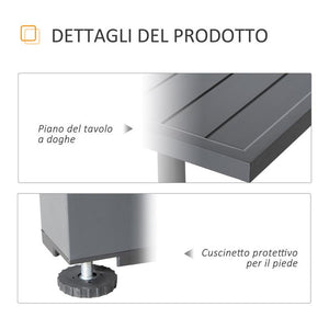 TAVOLO DA GIARDINO ALLUNGABILE CON STRUTTURA IN ALLUMINIO 135-270X90X75CM GRIGIO