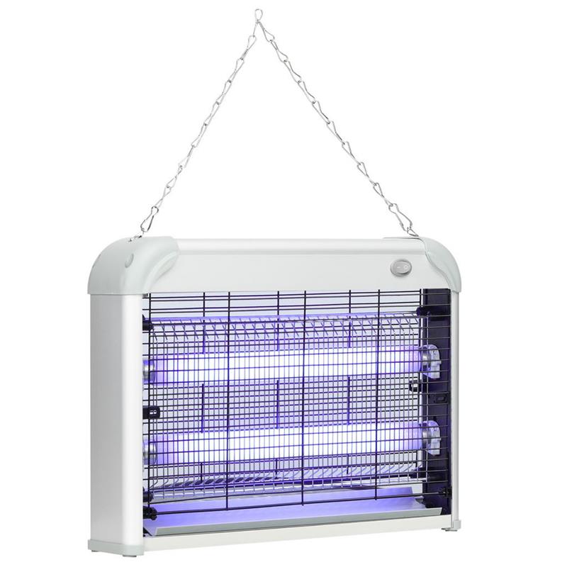 ZAPPER PER INSETTI E ZANZARE DA 20W A LUCI LED UV CON VASSOIO RIMOVIBILE IN ABS E METALLO 39X8X28 CM