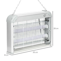 ZAPPER PER INSETTI E ZANZARE DA 20W A LUCI LED UV CON VASSOIO RIMOVIBILE IN ABS E METALLO 39X8X28 CM